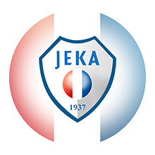 RKVV JEKA logo rood zwart schild voetbal