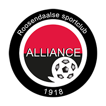 Logo van voetbalclub RSC Alliance Roosendaal met rood-wit schild