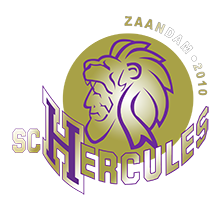 Logo van voetbalclub SC Hercules Zaandam in rood en wit
