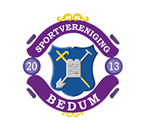 Logo van voetbalclub sv Bedum in rood en wit